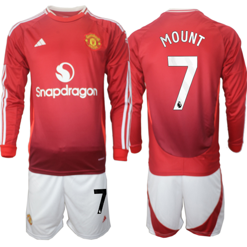 Men 2024-2025 Club Manchester United home Long Sleeves Red #7 Soccer Jerseys->manchester united jersey->Soccer Club Jersey